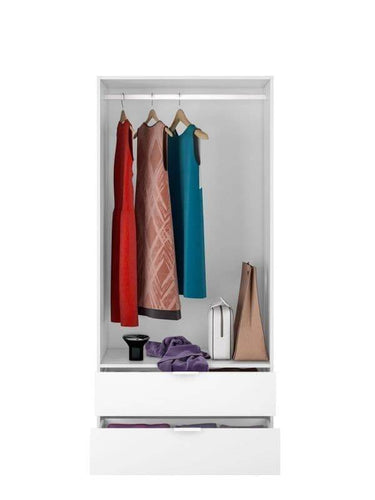 Cairo Arctic White Compact 2 Door 2 Drawer Space-Saving Wardrobe - UK Luxury Furniture